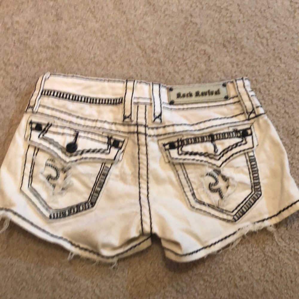 White denim Rock Revival shorts